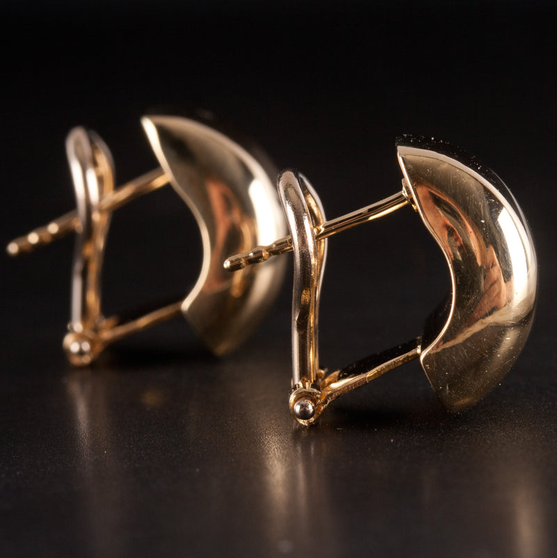 18k Yellow Gold Hollow Huggie Earrings W/ Omega Backs 5.6g 15.6mm x 11.8mm