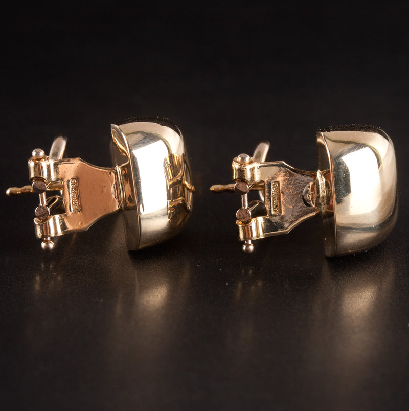 18k Yellow Gold Hollow Huggie Earrings W/ Omega Backs 5.6g 15.6mm x 11.8mm