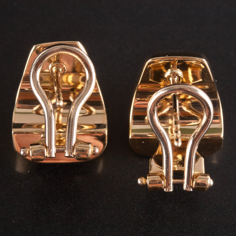 18k Yellow Gold Hollow Huggie Earrings W/ Omega Backs 5.6g 15.6mm x 11.8mm