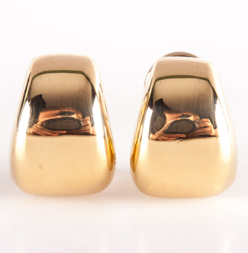18k Yellow Gold Hollow Huggie Earrings W/ Omega Backs 5.6g 15.6mm x 11.8mm