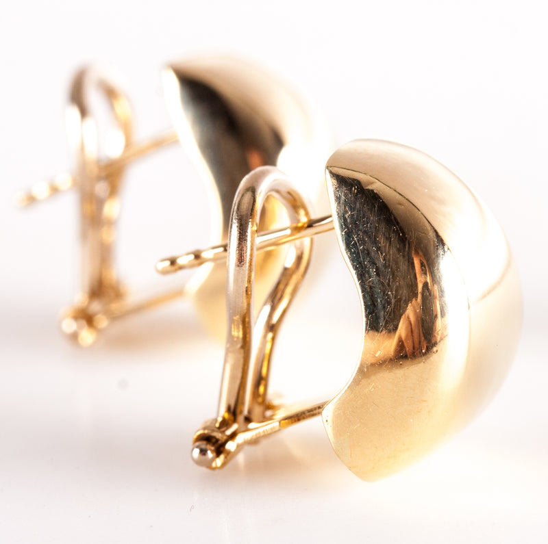 18k Yellow Gold Hollow Huggie Earrings W/ Omega Backs 5.6g 15.6mm x 11.8mm