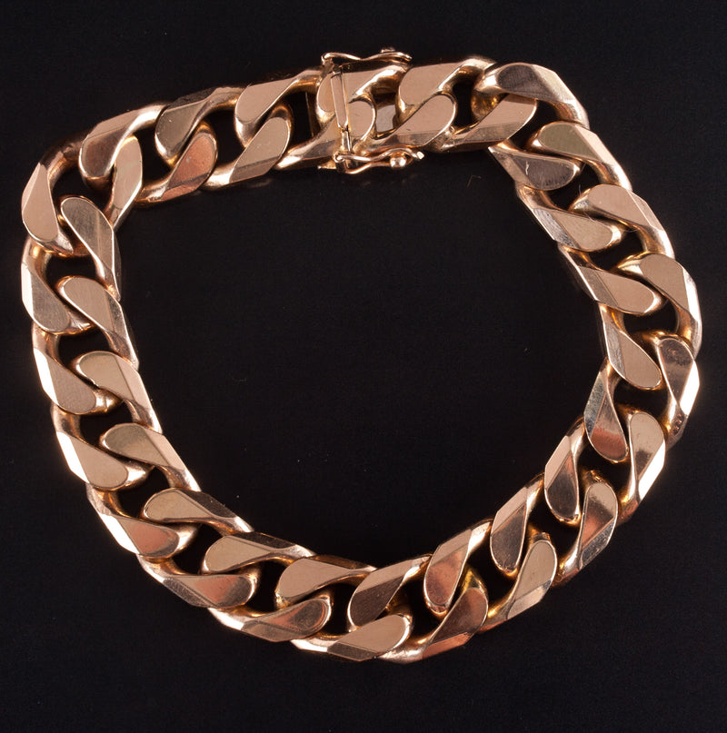 14k Yellow Gold Heavy Curb Style Chain Bracelet 85g 8.25" Length 11.9mm Width