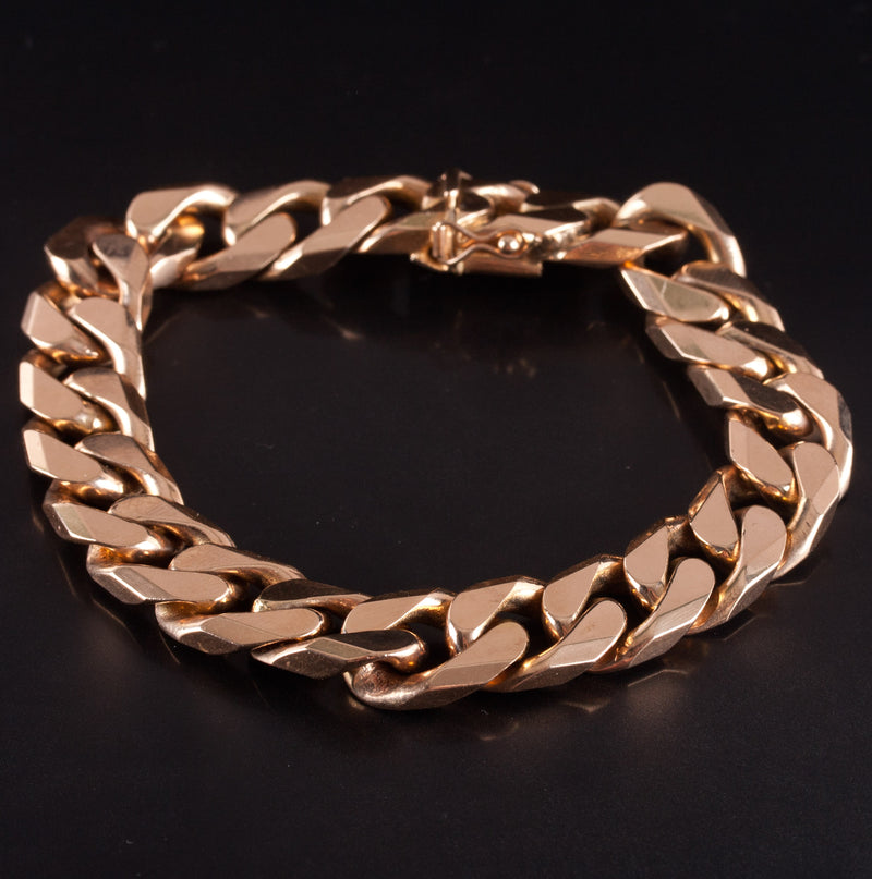 14k Yellow Gold Heavy Curb Style Chain Bracelet 85g 8.25" Length 11.9mm Width