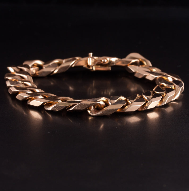 14k Yellow Gold Heavy Curb Style Chain Bracelet 85g 8.25" Length 11.9mm Width