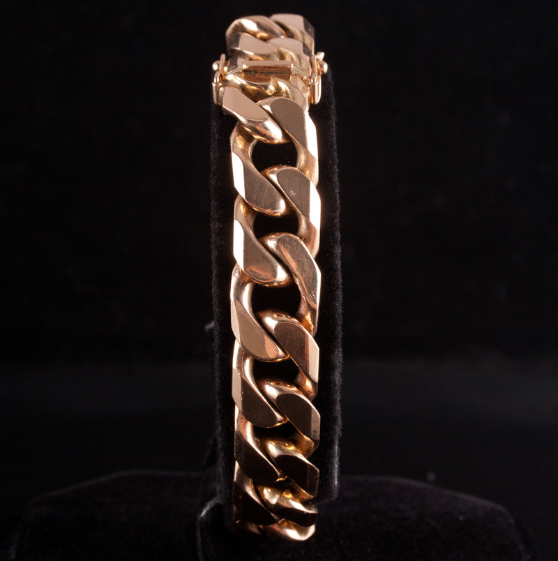 14k Yellow Gold Heavy Curb Style Chain Bracelet 85g 8.25" Length 11.9mm Width