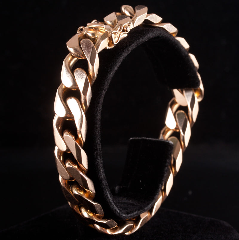 14k Yellow Gold Heavy Curb Style Chain Bracelet 85g 8.25" Length 11.9mm Width