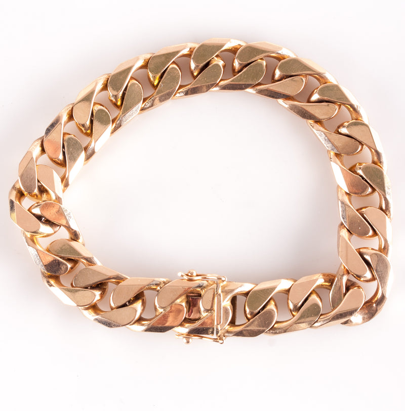 14k Yellow Gold Heavy Curb Style Chain Bracelet 85g 8.25" Length 11.9mm Width