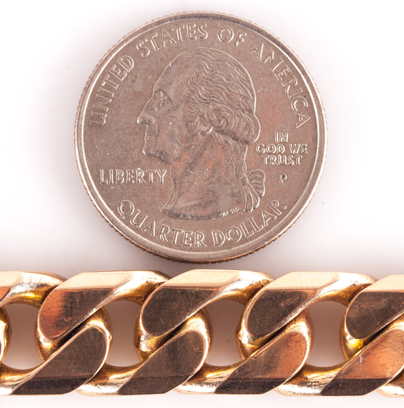 14k Yellow Gold Heavy Curb Style Chain Bracelet 85g 8.25" Length 11.9mm Width