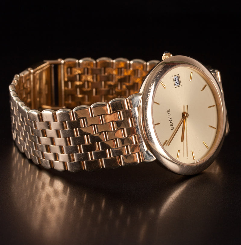 Geneve 14k Yellow Gold Men's Automatic Wrist Watch W/ Sapphire Crown 78.5g