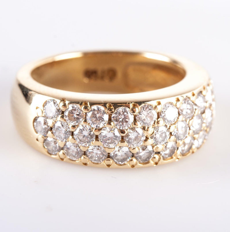18k Yellow Gold Round Brilliant Cut Diamond Pave' Style Cocktail Ring 1.705ctw