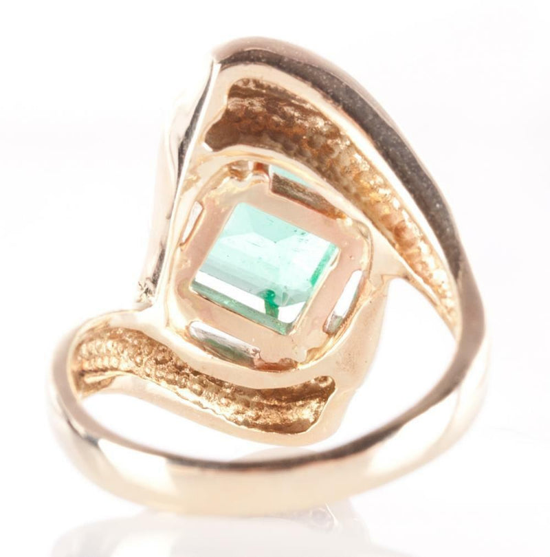 14k Yellow Gold Square Emerald Cut Emerald Solitaire Cocktail Ring 1.66ct