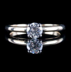 14k Yellow & White Gold Round Cut Diamond Solitaire Engagement Ring .40ct