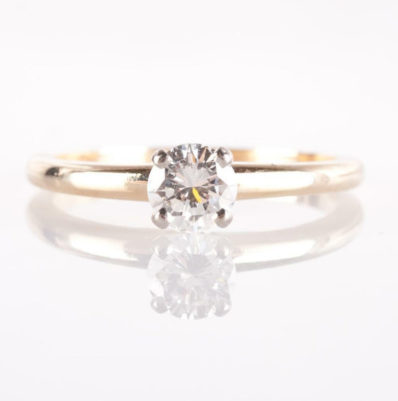 14k Yellow & White Gold Round Cut Diamond Solitaire Engagement Ring .40ct