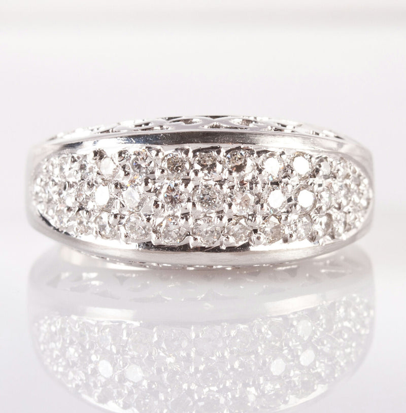 Stunning .950 Platinum Round Cut Diamond Cluster Cocktail Ring .925ctw