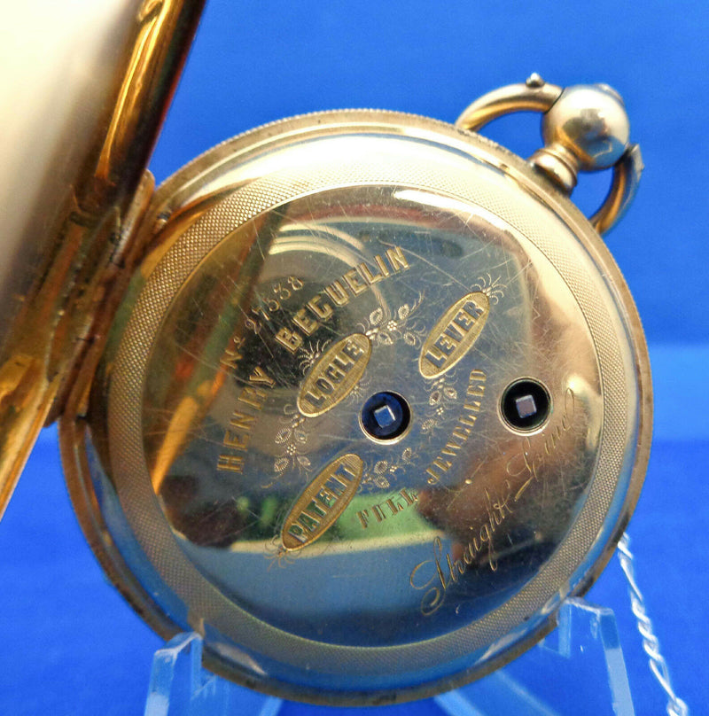 10 Size 18k Gold Henry Beguelin Key Wind / Key Set Pocket Watch Circa 1850's