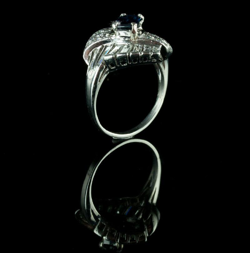 Stunning Vintage 1940's Platinum AA Sapphire & Diamond Cocktail Ring 2.092ctw
