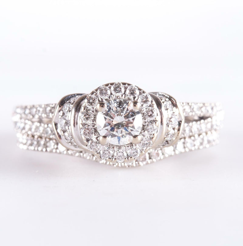 Vera Wang 14k White Gold Round Cut Diamond Engagement Wedding Ring Set 1.32ctw