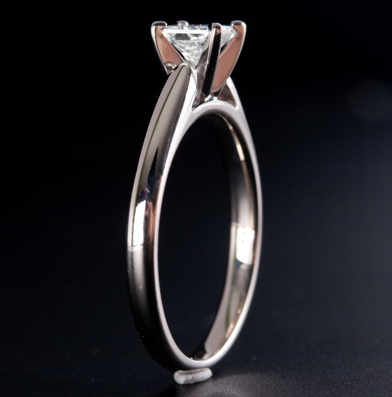 14k White Gold Princess Cut Diamond Solitaire Engagement Ring .46ct Size 6.75