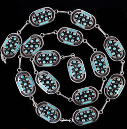 Stunning Sterling Silver Jobeth Mayes Maize Inlay & Bead Cut Turquoise Belt 39"