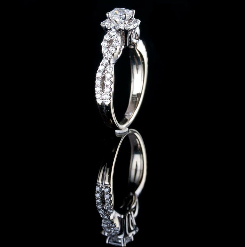 14k White Gold Princess Cut Leo Diamond Engagement Ring W/ Accents 1.02ctw