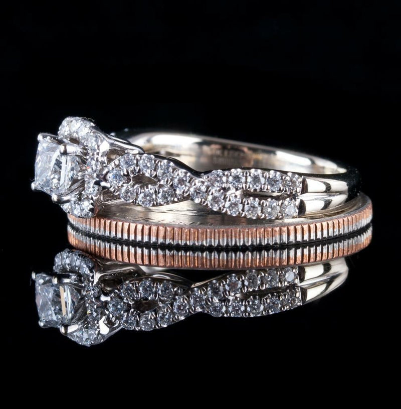 14k White Gold Princess Cut Leo Diamond Engagement Ring W/ Accents 1.02ctw