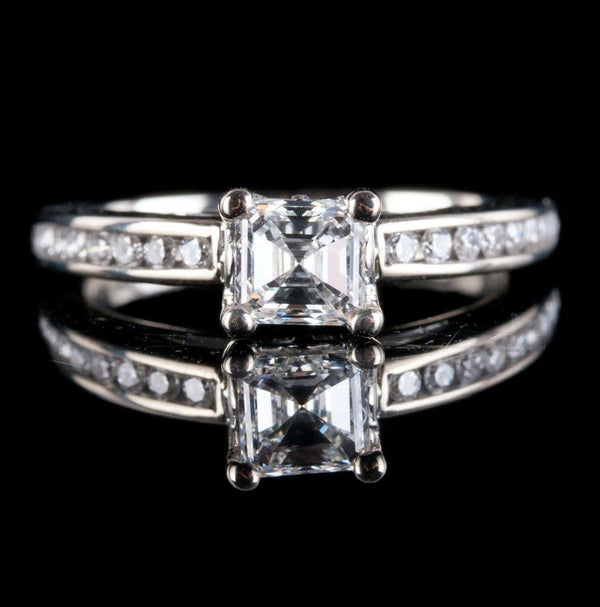 14k White Gold Diamond Solitaire Engagement Ring W/ Accents 1.53ctw
