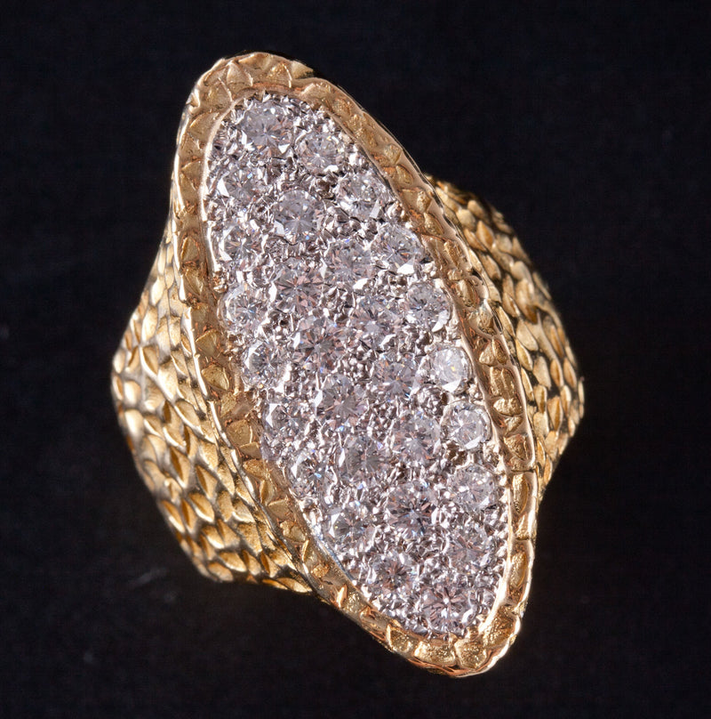 18k Yellow & White Gold Round G VS2 Diamond Cocktail Ring .84ctw Size 3