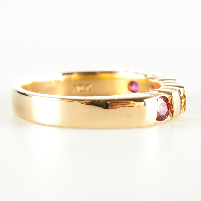 18k Yellow Gold Round Ruby Bar Set Band / Ring .60ctw 5.8g Size 6.75