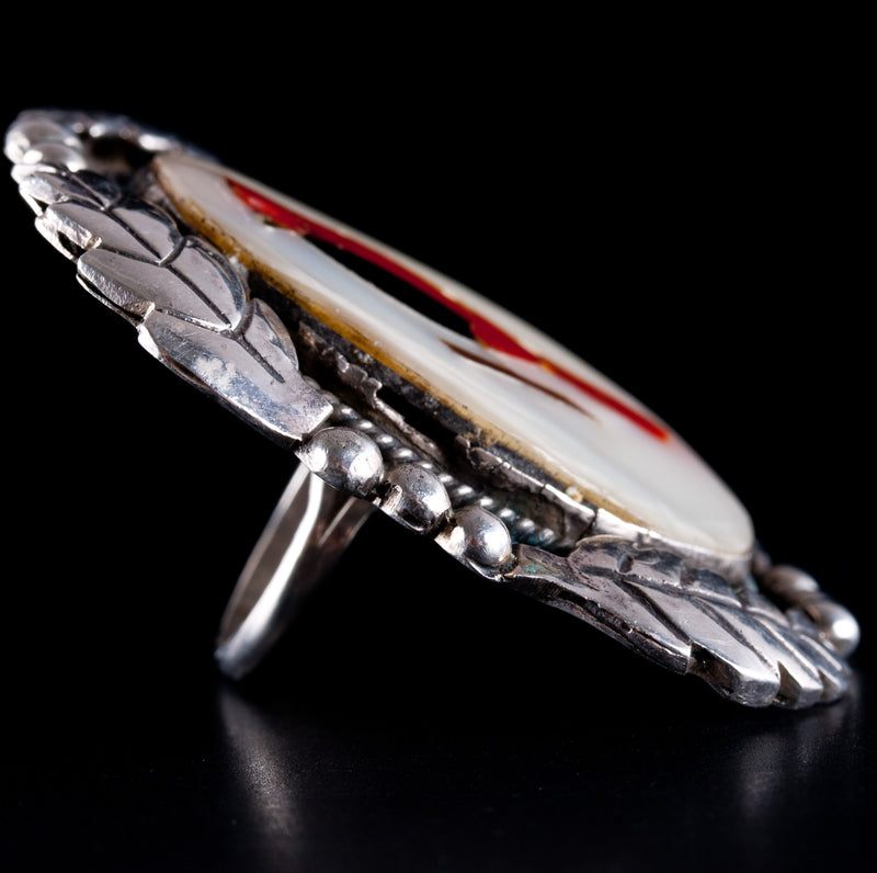 Vintage 1970's Sterling Silver Navajo Native American Squash Blossom Ring Set
