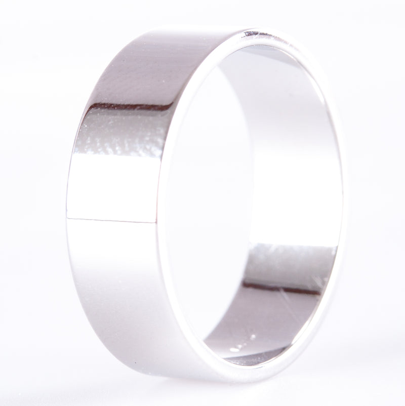 14k White Gold Comfort Fit Lightweight Flat Band Wedding Ring 4.7g Size 7