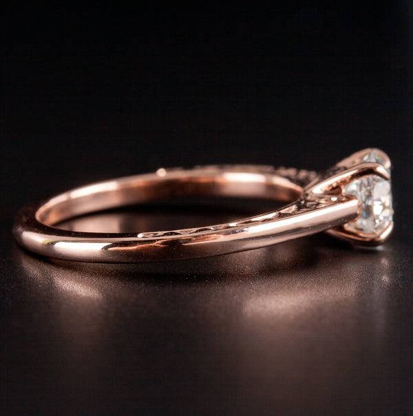 14k Rose Gold Round Diamond Solitaire Engagement Ring W/ EGL Diamond Cert .81ctw