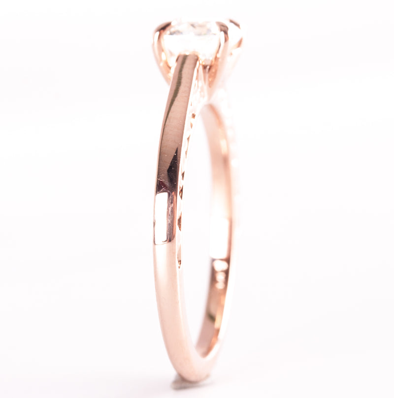 14k Rose Gold Round Diamond Solitaire Engagement Ring W/ EGL Diamond Cert .81ctw