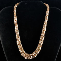14k Yellow Gold Tapered Graduated Style Heavy Chain Necklace 16" Length 71.56g