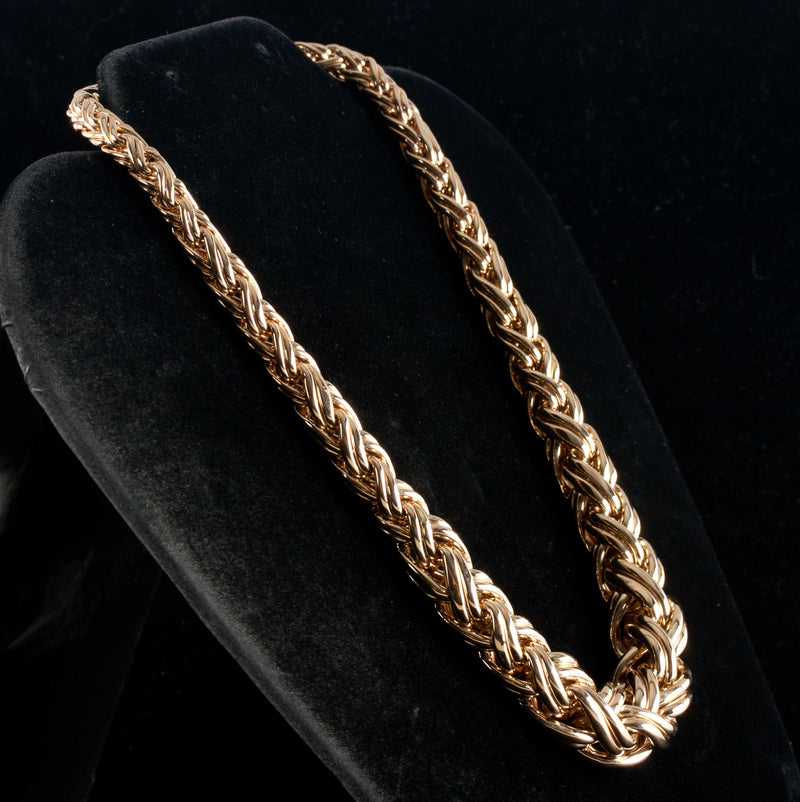 14k Yellow Gold Tapered Graduated Style Heavy Chain Necklace 16" Length 71.56g