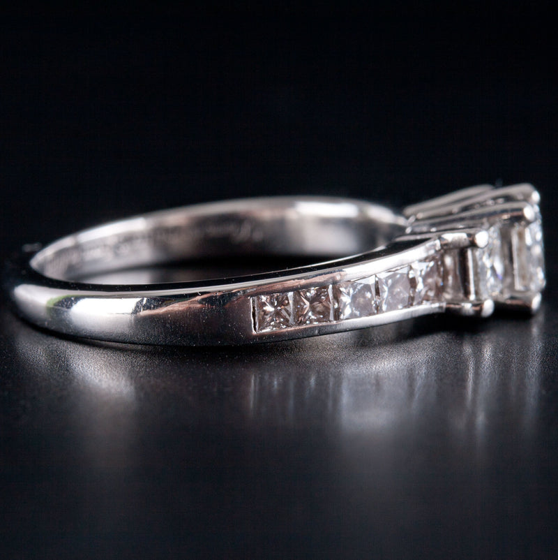 Platinum Princess Diamond Three-Stone Style Engagement Ring W/ Accents 1.82ctw