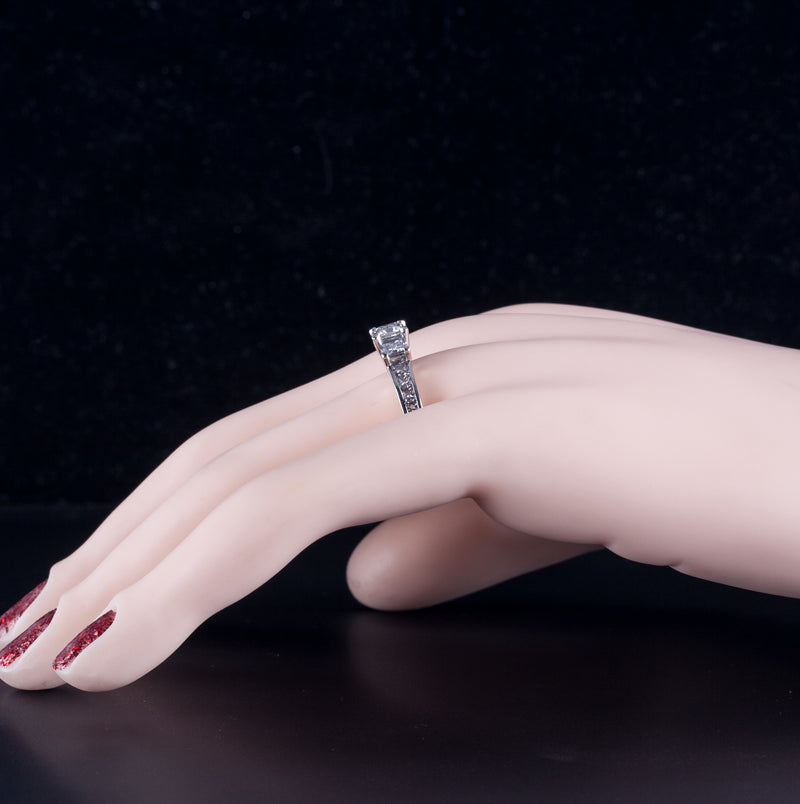 Platinum Princess Diamond Three-Stone Style Engagement Ring W/ Accents 1.82ctw