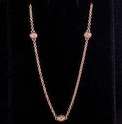 18k Rose Gold Round G SI2 Diamond Floating Style 19" Necklace .36ctw 4.3g