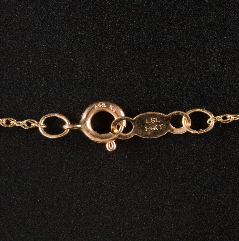 14k Yellow Gold Drop Shaped Cultured Tahitian Pearl Pendant W/ 16" Chain 3.44g