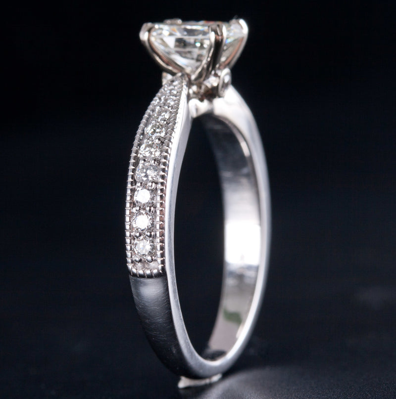14k White Gold Oval Brilliant Diamond Engagement Ring With GIA Cert 1.015ctw