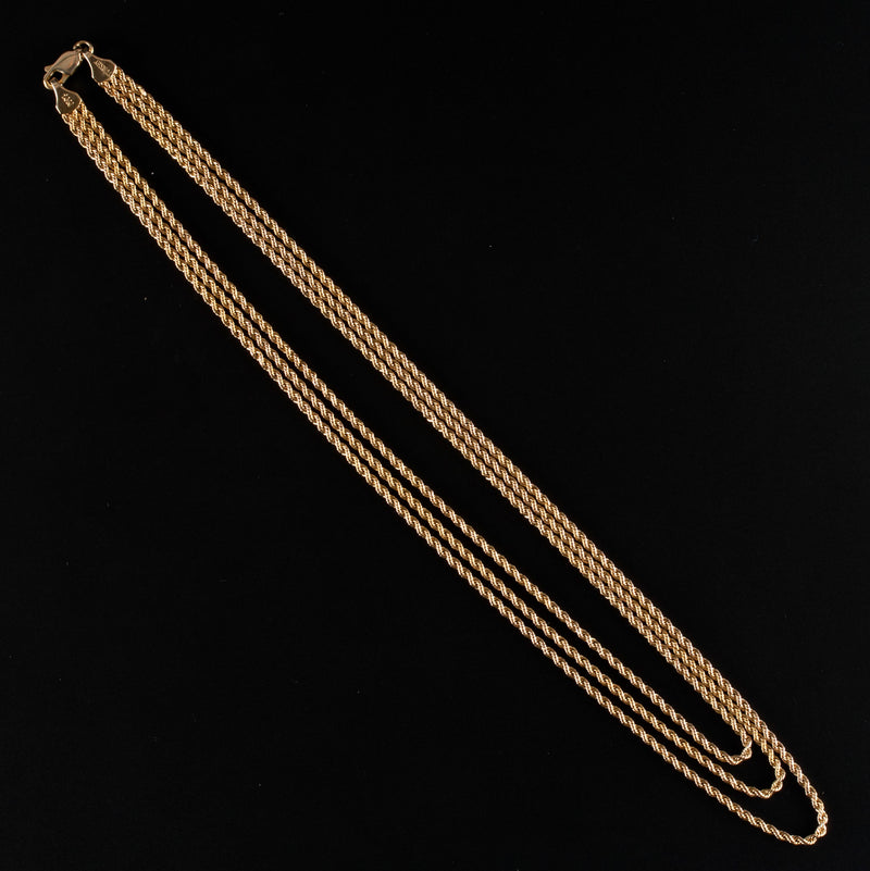 14k Yellow Gold Multi-Strand Style Rope Chain Necklace 7.93g 17"-18.5" Length