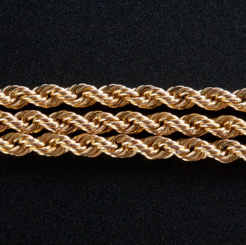 14k Yellow Gold Multi-Strand Style Rope Chain Necklace 7.93g 17"-18.5" Length