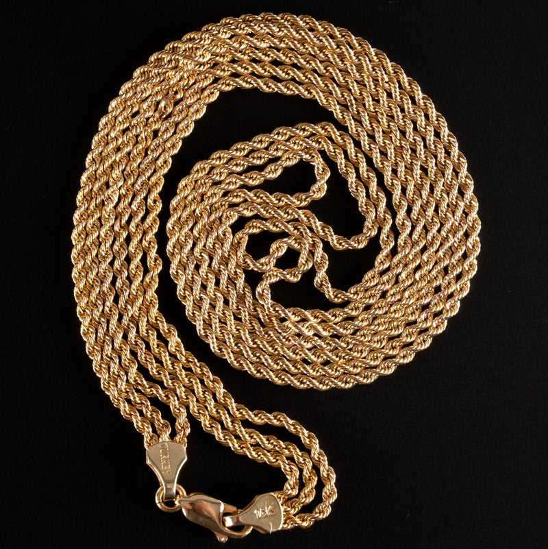 14k Yellow Gold Multi-Strand Style Rope Chain Necklace 7.93g 17"-18.5" Length