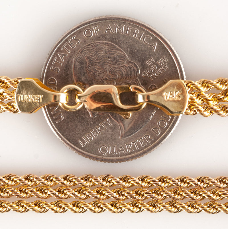 14k Yellow Gold Multi-Strand Style Rope Chain Necklace 7.93g 17"-18.5" Length