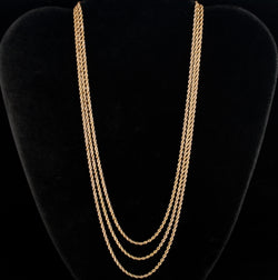14k Yellow Gold Multi-Strand Style Rope Chain Necklace 7.93g 17"-18.5" Length