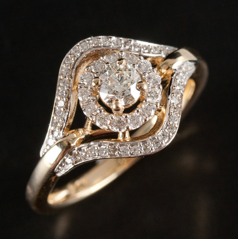 10k Yellow Gold Round H I1 Diamond Halo Style Engagement Ring .625ctw 3.38g