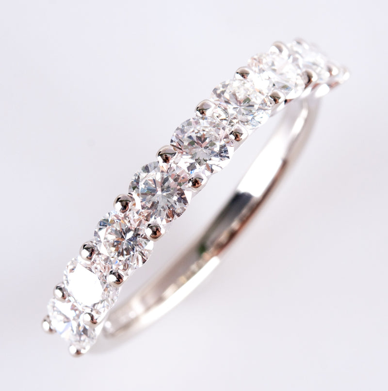 14k White Gold Round H SI1 Diamond Wedding Anniversary Ring 1.26ctw 2.1g