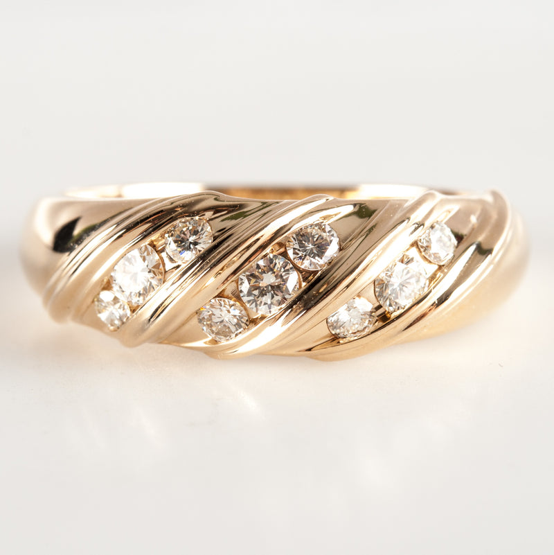 14k Yellow Gold Round H SI1 Diamond Wedding Anniversary Ring .39ctw 5.44g