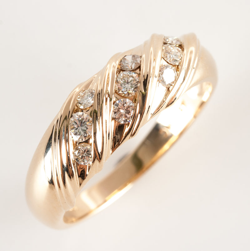 14k Yellow Gold Round H SI1 Diamond Wedding Anniversary Ring .39ctw 5.44g