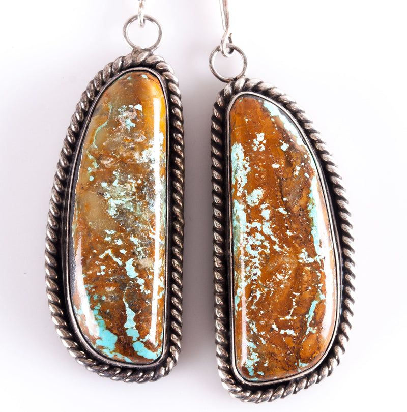 Vintage 1970's Sterling Silver Large Natural Turquoise Navajo Bolo Tie 145.1g