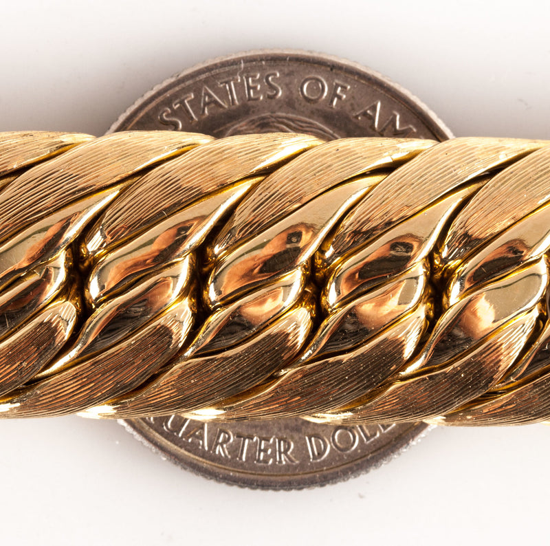 18k Yellow Gold Large Heavy Braided Link Style Bracelet 62.5g 7.5" Length